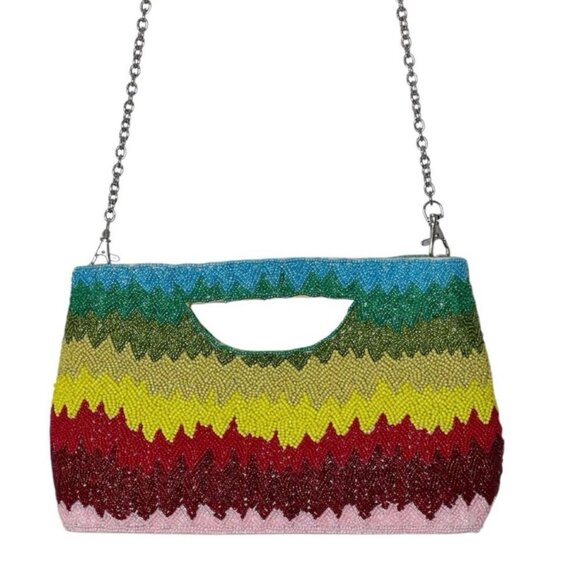 America & Beyond rainbow chevron beaded convertible bag - Picture 1 of 14